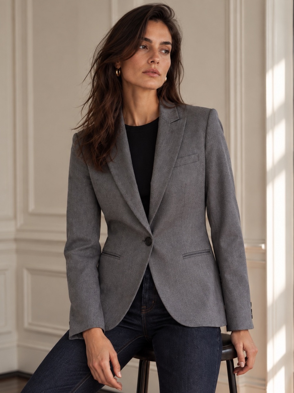 Banana Republic Tailored Single Button Blazer Soft Gray Size 8